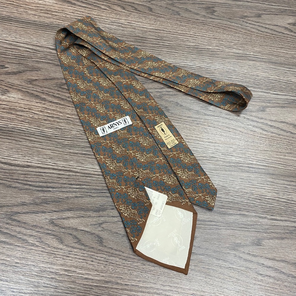 Arnys Paris NWT Brown, Blue & Cream Pattern Tie